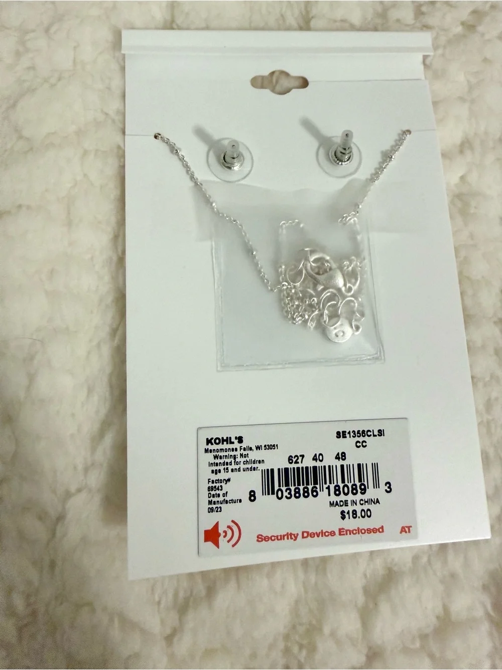 New! LC Lauren Conrad Silver Moons Dream Pendant Necklace & Stud Earring Set